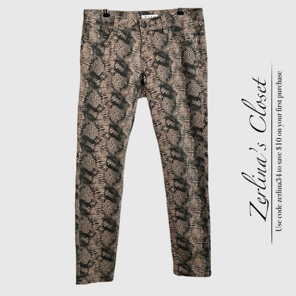 Cabi Diamondback Snakeskin Print Skinny Jeans 6 - Picture 1 of 8